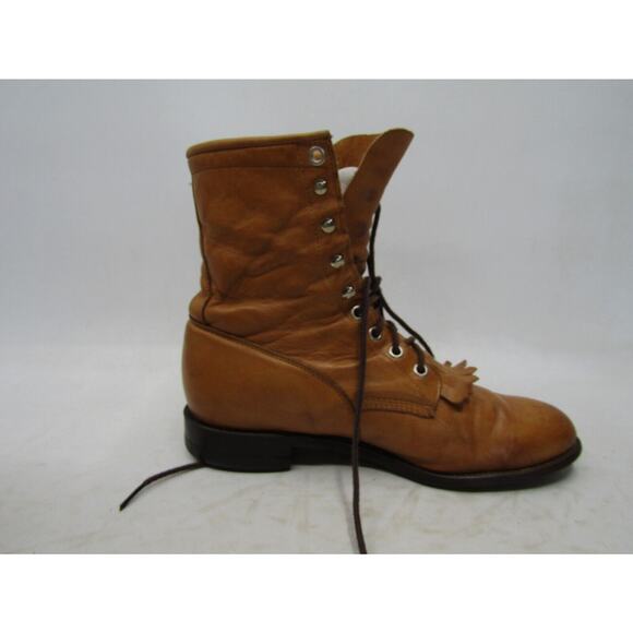 Justin Mens Size 7 D Brown Leather Lace Up Kilt Cowboy Western Boots